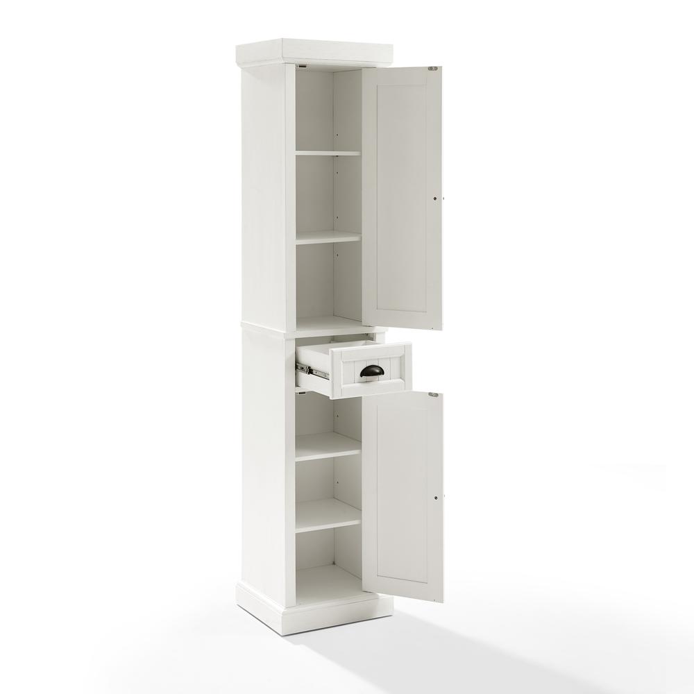 Back. Crosley Furniture - Seaside Tall Linen Storage Cabinet - White.