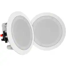 Front. Pyle - 8" 250-Watt Max Bluetooth In-Ceiling/In-Wall Speaker Pair, Polypropylene Woofer, Fixed Polymer Tweeter, 8 Ohms - White.