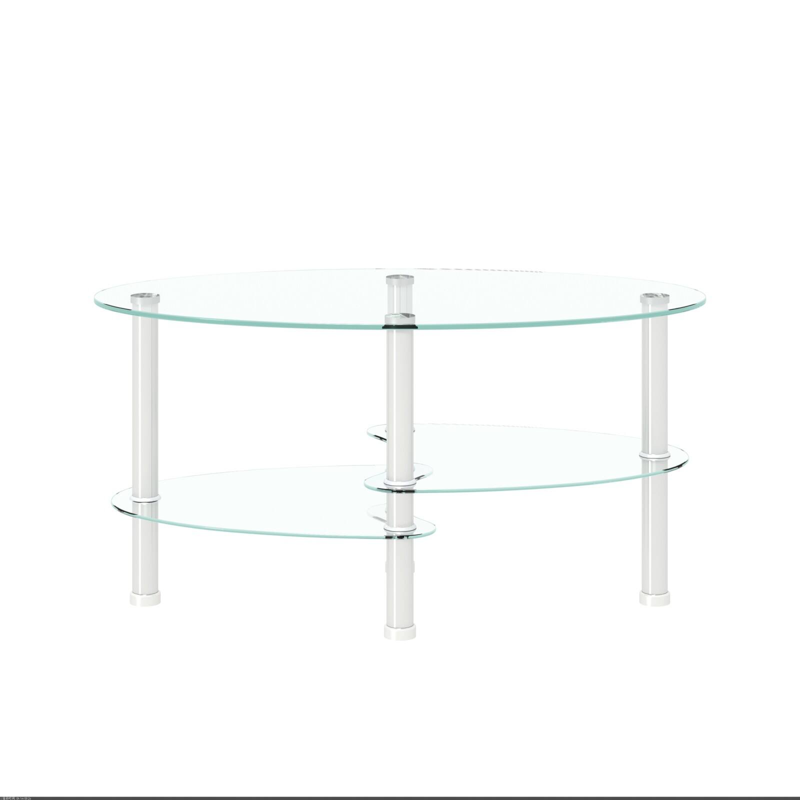 Alt View 9. Ecooso - Transparent Oval glass coffee table, modern table， stainless steel  leg, tea table 3-layer glass table for living room - Transparent.