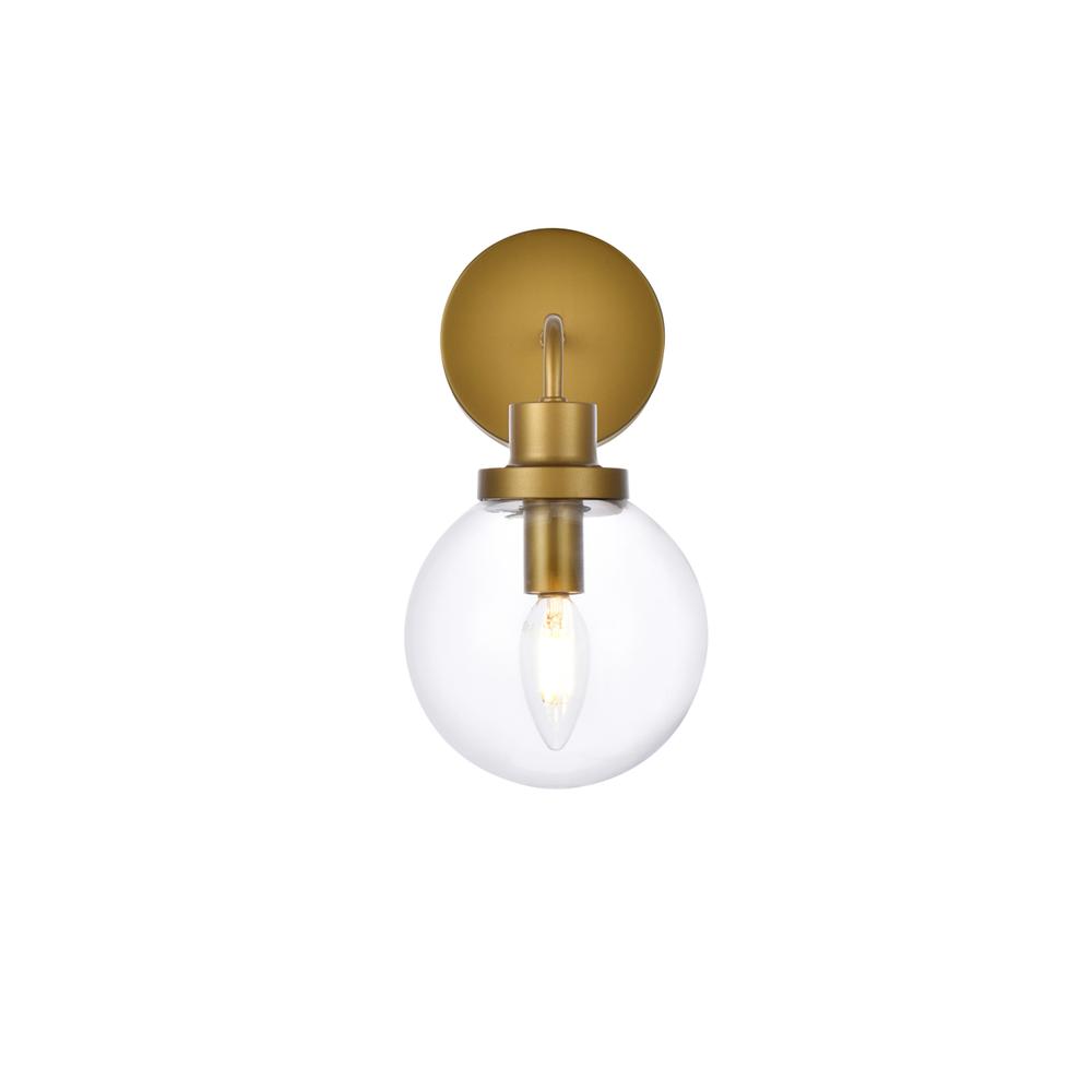 Alt View 3. Living District - Hanson 1 light bath sconce in brass with clear shade - Brass And Clear Shade.