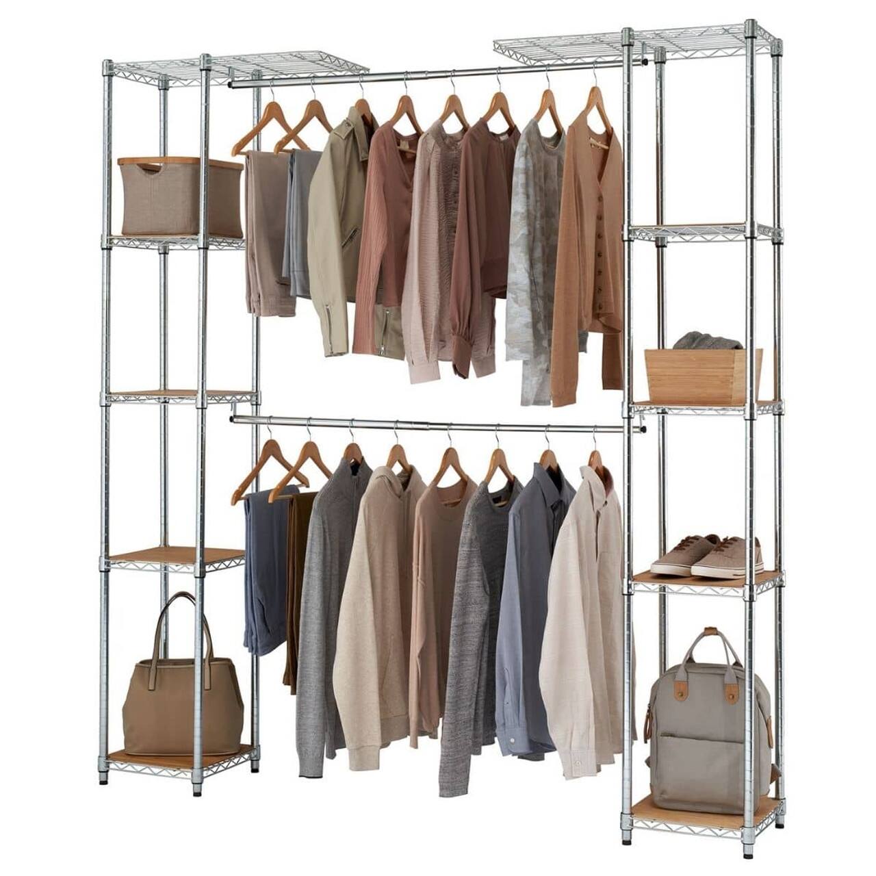 Angle. TRINITY - EcoStorage Expandable Closet Organizer Chrome - Chrome.