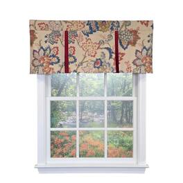 RLF Home - Silvia Pleated Window Valance 100% Cotton Rod Pocket 50" x 17" - Multi