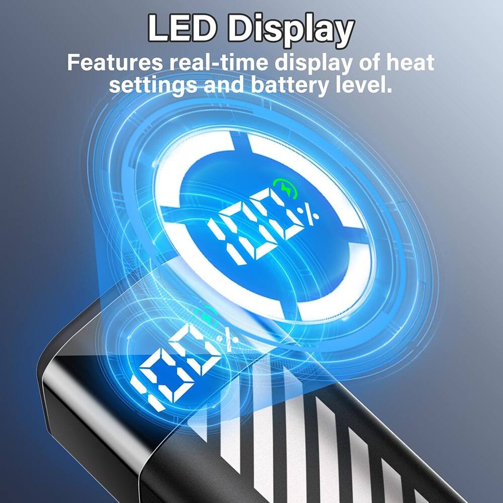 LED Display  
Features real-time display of heat settings and battery level.