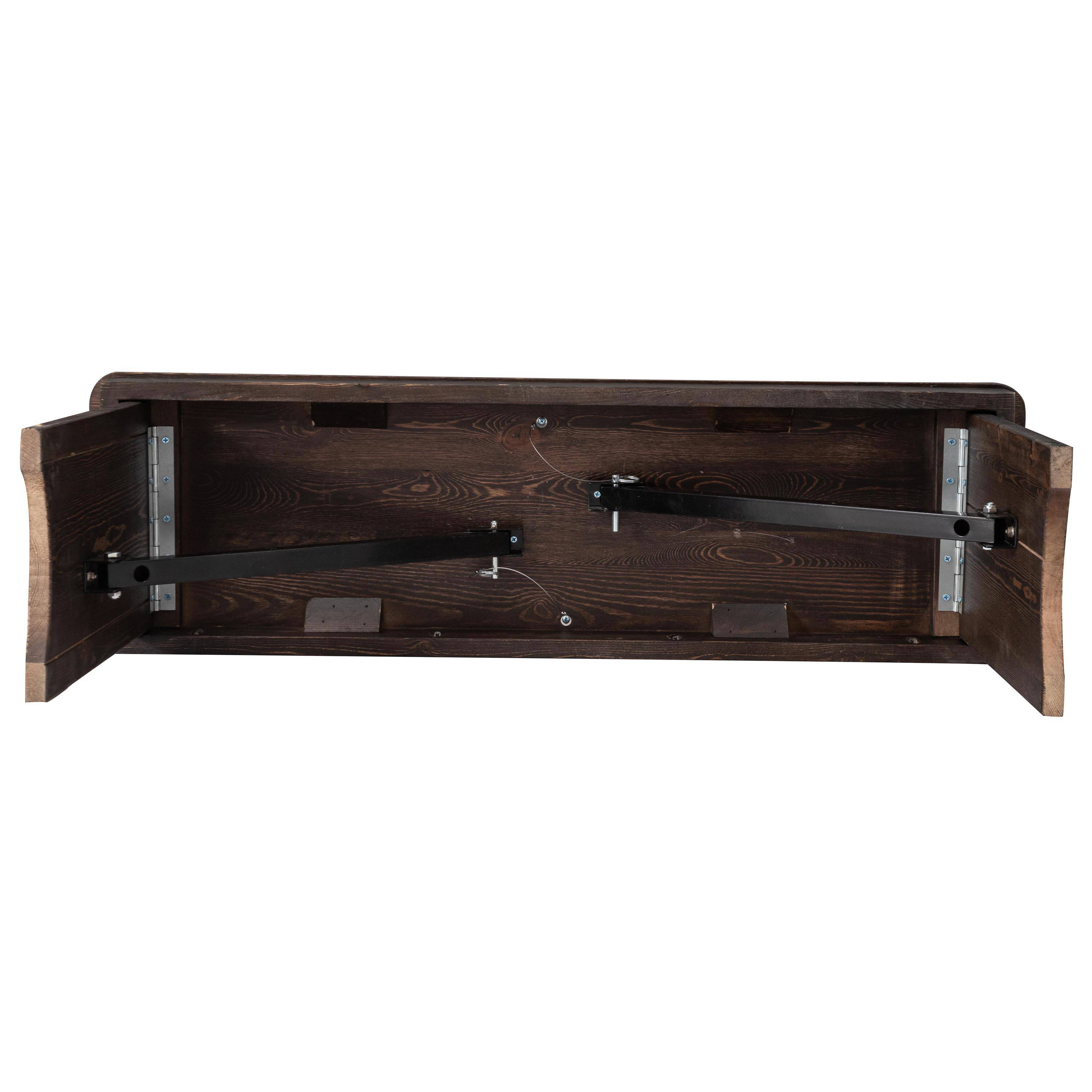 Alt View 9. Emma + Oliver - 40" x 12" Antique Rustic Solid Pine Folding Farm Bench - Portable Bench - Mahogany.