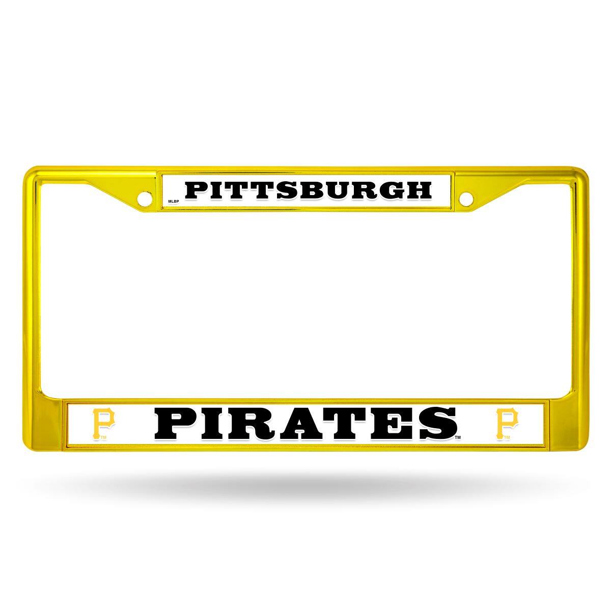 Rico Industries - Pittsburgh Pirates Chrome Metal (Yellow Painted) License Plate Frame - Multi