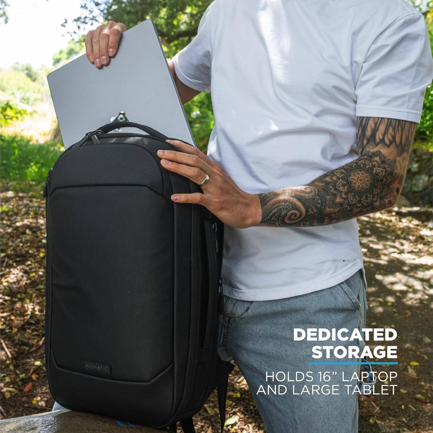 NOMATIC DEDICATED STORAGE HOLDS 16" LAPTOP AND LARGE TABLET