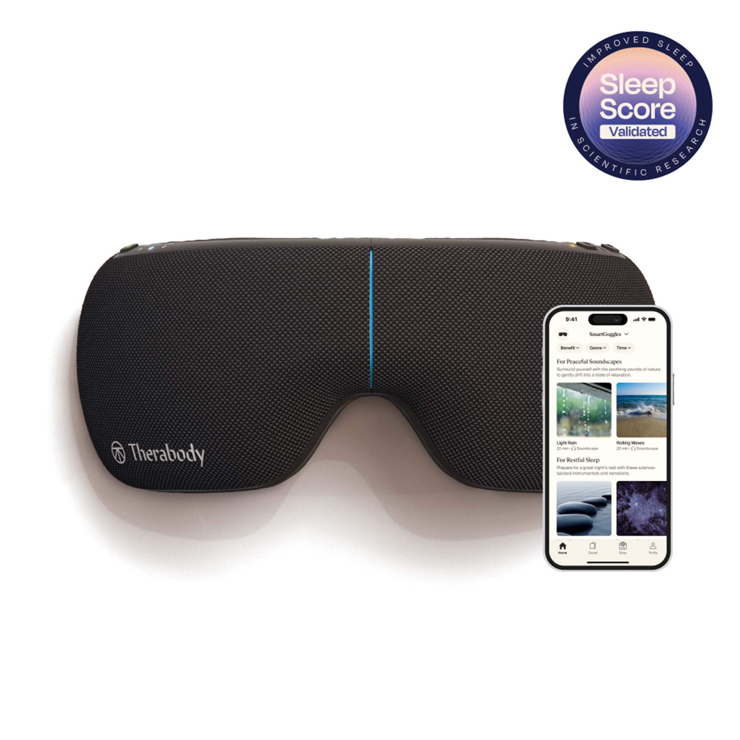 Therabody - SmartGoggles (2nd Generation) - Heated Eye & Temple Massage For Relaxation, Headache Relief & Sleep - Black - Front_Zoom