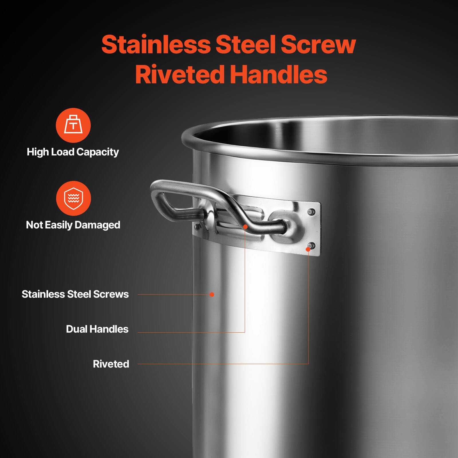 Stainless Steel Screw Riveted Handles

- High Load Capacity
- Not Easily Damaged
- Stainless Steel Screws
- Dual Handles
- Riveted