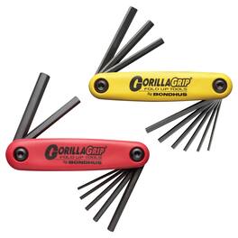 Bondhus - 12522 Set 16 Hex GorillaGrip Fold Up 2 Pack; 5/64-1/4" and 2-8MM