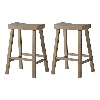 Front. Maven Lane - Maven Lane Vincent Wooden Rustic Aesthetic Kitchen Counter Stool, Set of 2 - Antiqued Grey.
