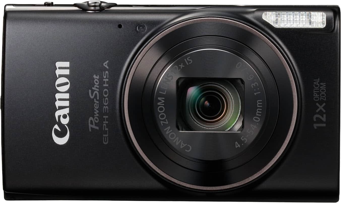 Canon PowerShot ELPH 360HS A
12x Optical Zoom
4.5-54.0mm
1:3.6-7.0
Canon LENS 2x IS