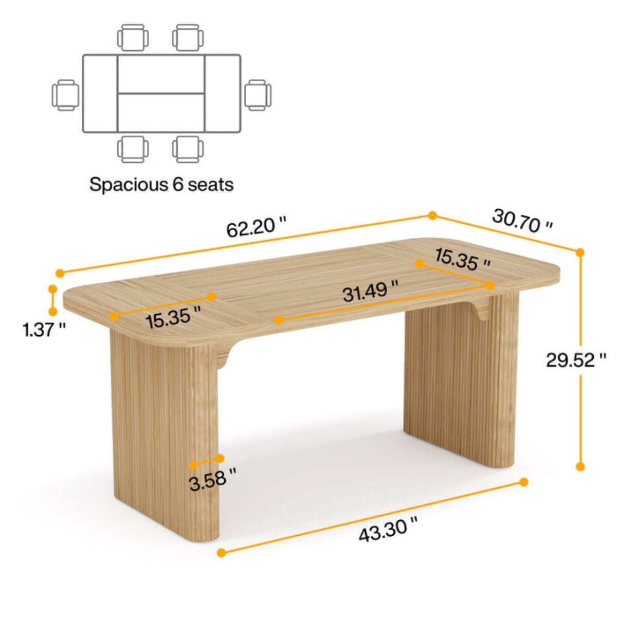 Spacious 6 seats

62.20" 1.37" 15.35" 30.70" 15.35" 31.49" 29.52" 3.58" 43.30"
