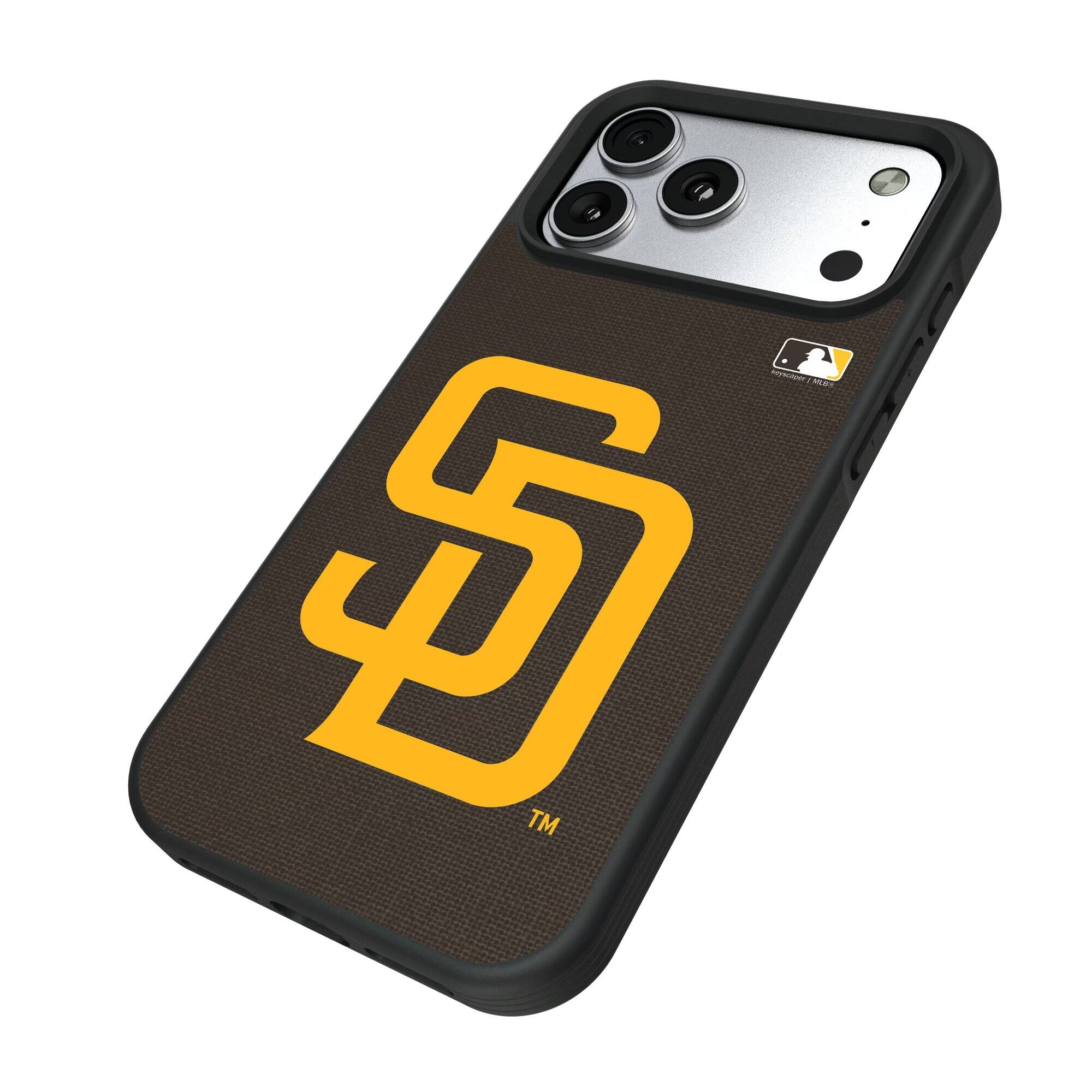 Alt View 1. Keyscaper - San Diego Padres iPhone Solid Design Bump Case - 15 Pro - Multicolor.