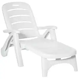 Outsunny - Chaise Lounge Chair on Wheels, Waterproof, Quick Assembly, Folding - White