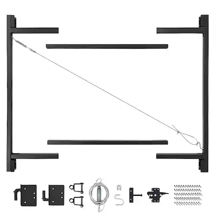 Front. Adjust-A-Gate - Adjust-A-Gate Steel Frame Gate Building Kit, 36"-60" Wide Opening Up To 5' High - Black.
