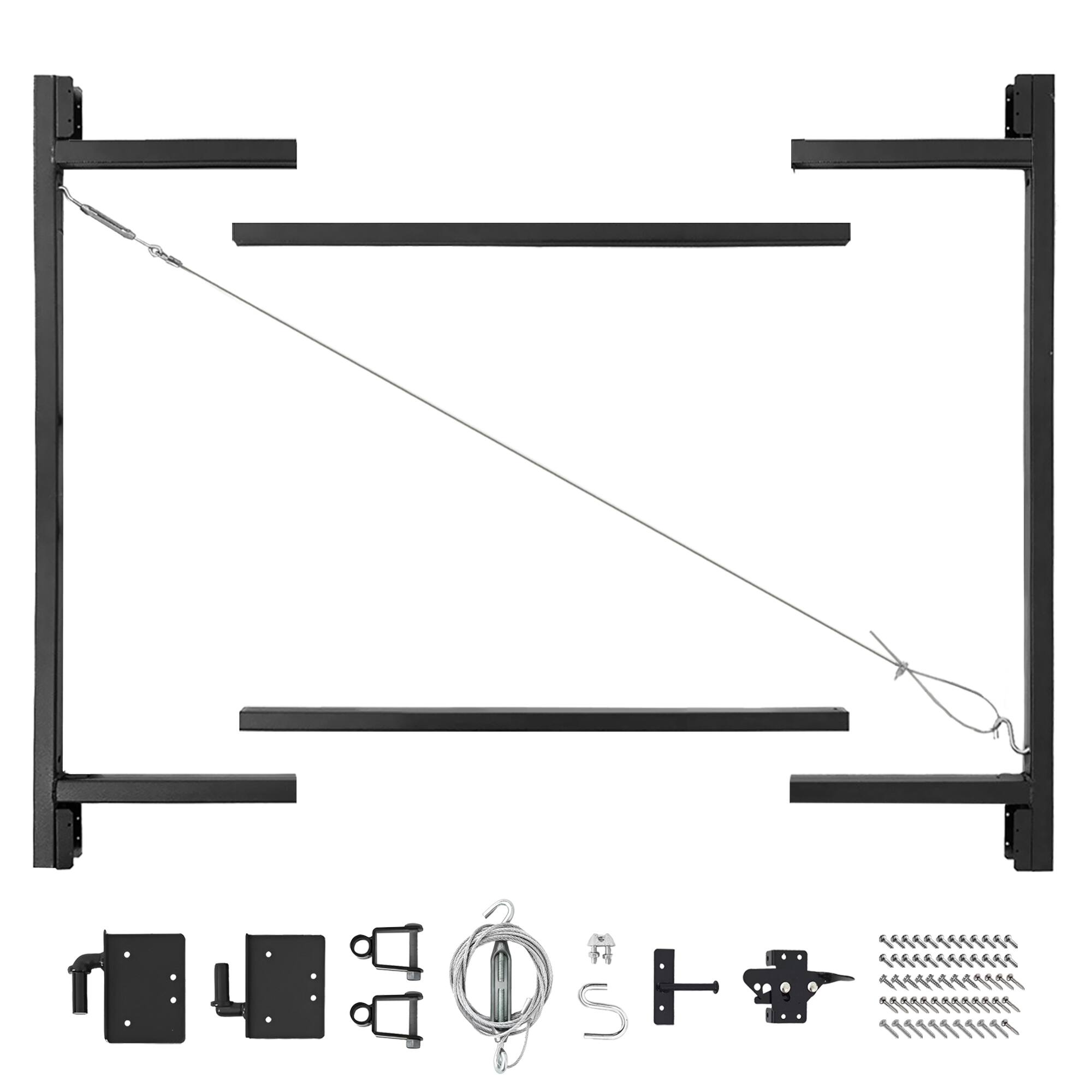 Front. Adjust-A-Gate - Adjust-A-Gate Steel Frame Gate Building Kit, 36"-60" Wide Opening Up To 5' High - Black.