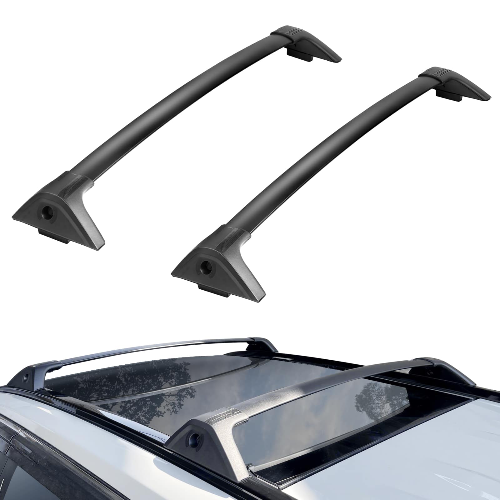 Front. VEVOR - Roof Rack Cross Bars, Compatible with Toyota RAV4 2020-2023, 160lbs Load Capacity, Aluminum Anti-Rust Crossbars - Black.
