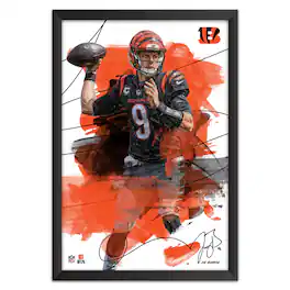 Sporticulture - Joe Burrow Cincinnati Bengals 27" x 39" Brush Stroke Player Framed Art Print - Multicolor