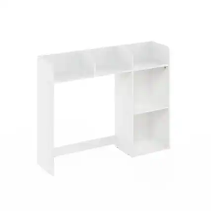 Front. Furinno - Classic Desktop Bookshelf Storage Hutch, Desk Organizer with 5 Shelves - White.