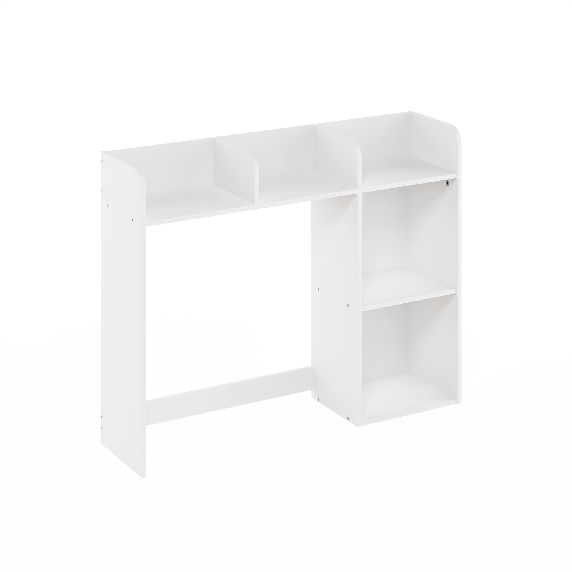 Front. Furinno - Classic Desktop Bookshelf Storage Hutch, Desk Organizer with 5 Shelves - White.
