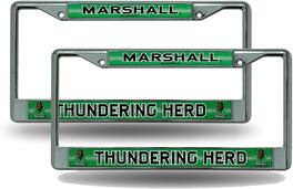 Rico Industries - Marshall University Thundering Herd Sparkly Glitter Bling Look Chrome License Plate Frame - Set of 2 Frames - Multi