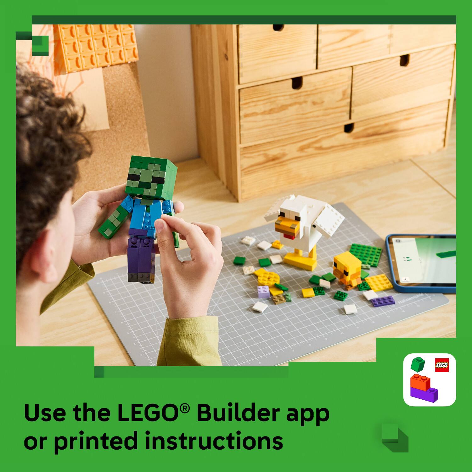 Use the LEGO® Builder app or printed instructions