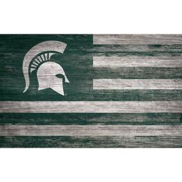 Fan Creations - Michigan State Spartans 11'' x 19'' Distressed Flag Sign - Multicolor