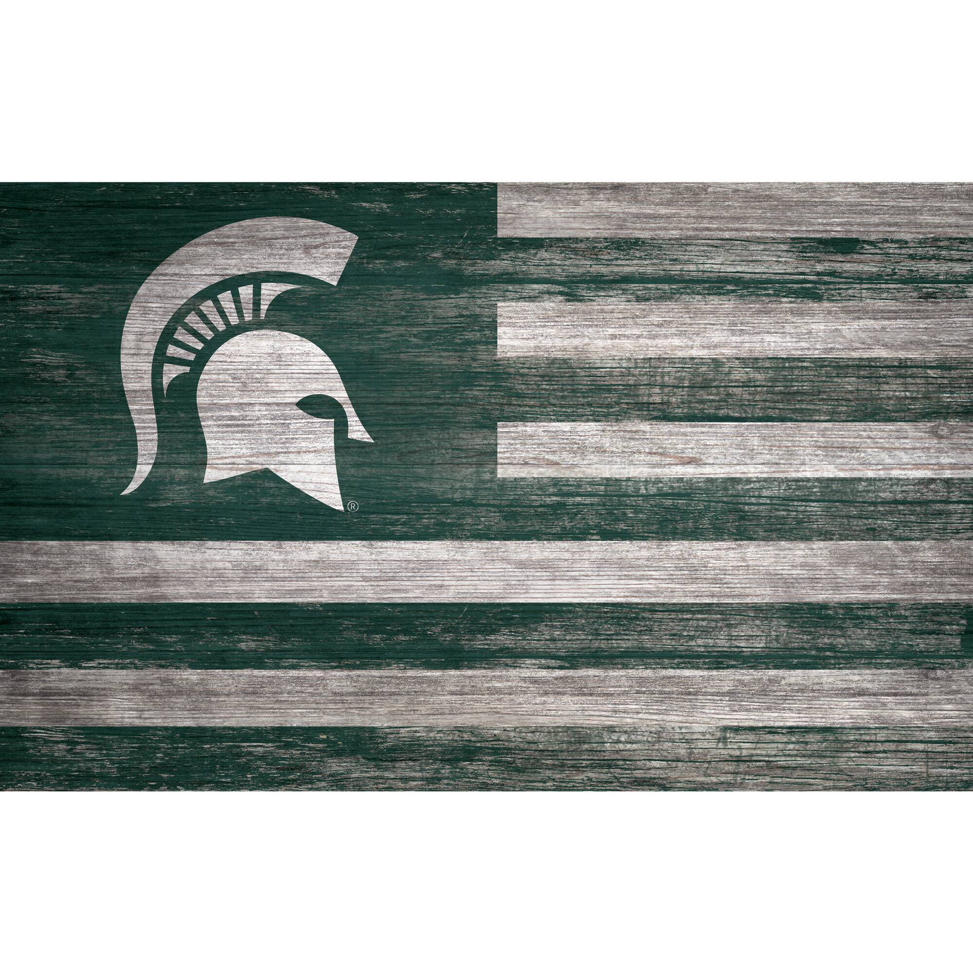 Michigan State Spartans 11'' x 19'' Distressed Flag Sign