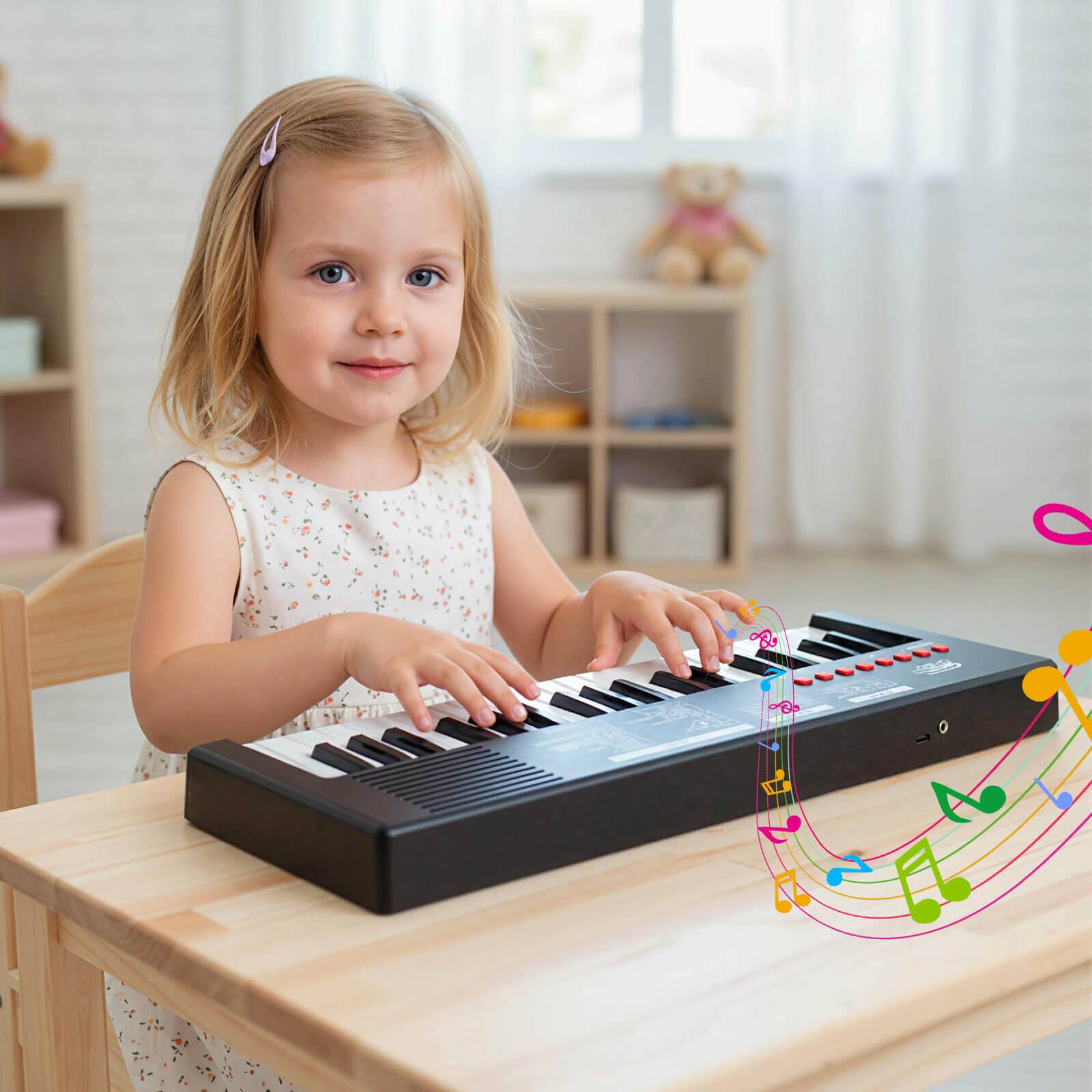 Alt View 1. Costway - Costway Kids Piano Keyboard with 8 Rhythms 8 Tones 22 Demos for 3+ Years Old Boys & Girls - Black.