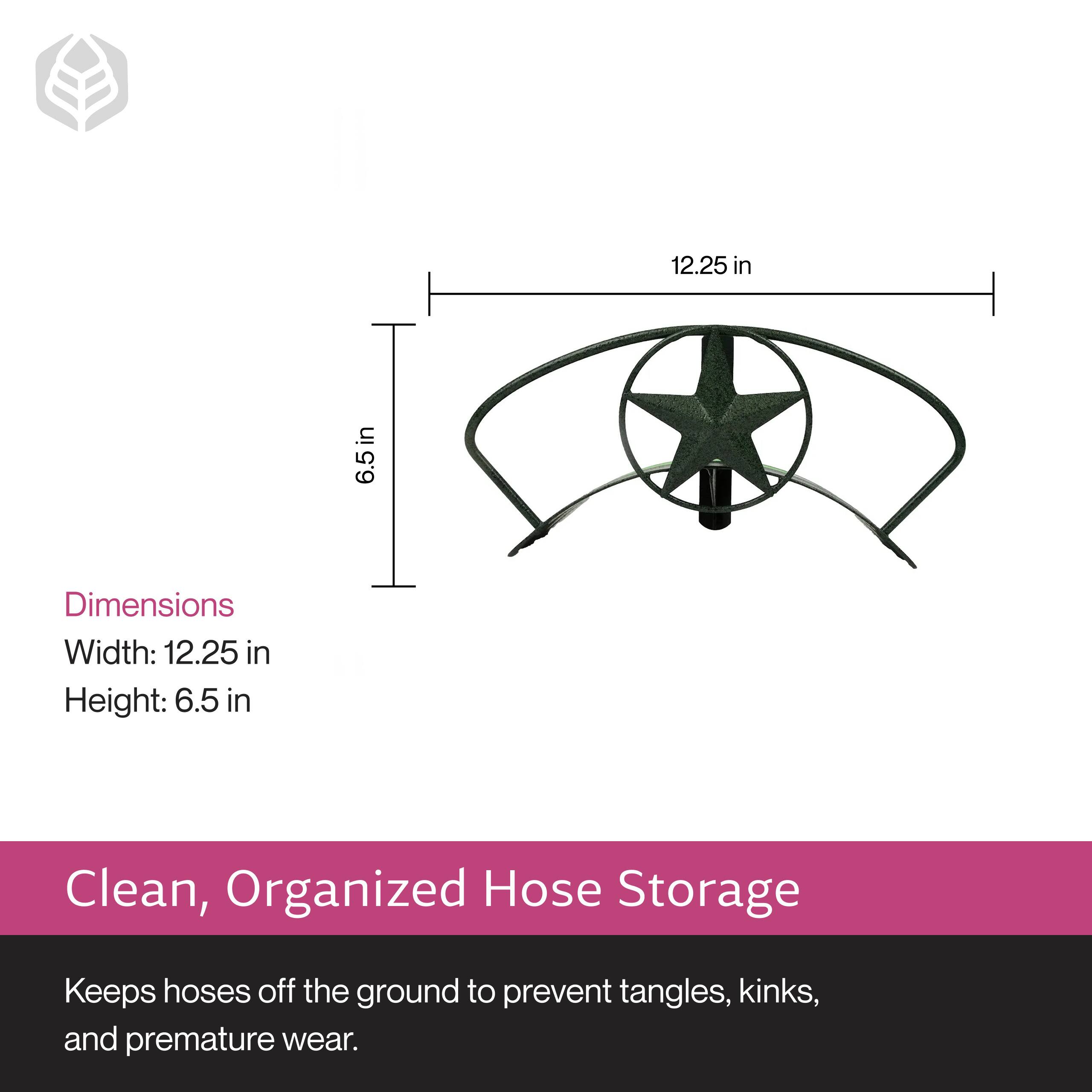 Dimensions  
Width: 12.25 in  
Height: 6.5 in  

Clean, Organized Hose Storage  
Keeps hoses off the ground to prevent tangles, kinks, and premature wear.