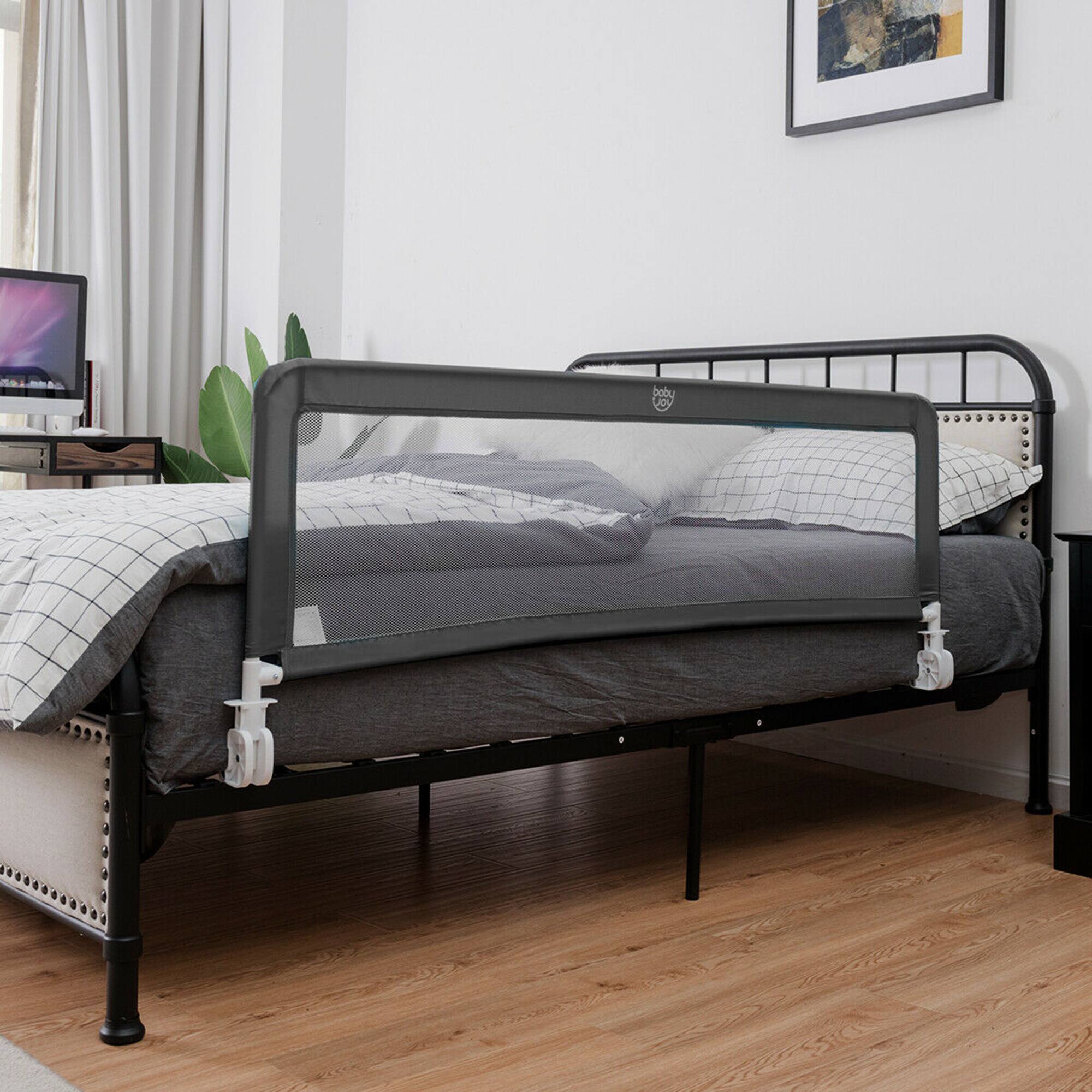 Alt View 2. Gymax - Gymax 59’’ Breathable Baby Children Toddlers Bed Rail Guard Safety Swing Down Gray - Gray.