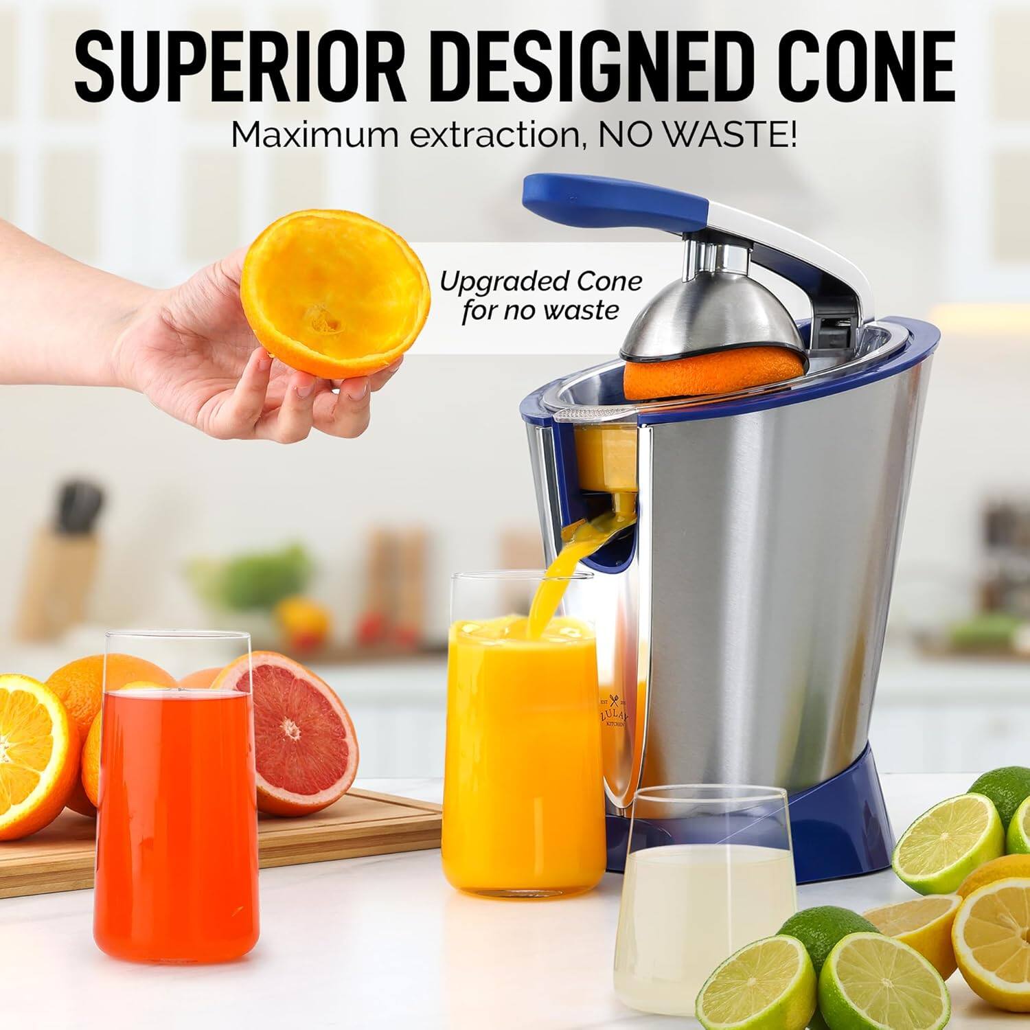 SUPERIOR DESIGNED CONE  
Maximum extraction, NO WASTE!  
Upgraded Cone for no waste