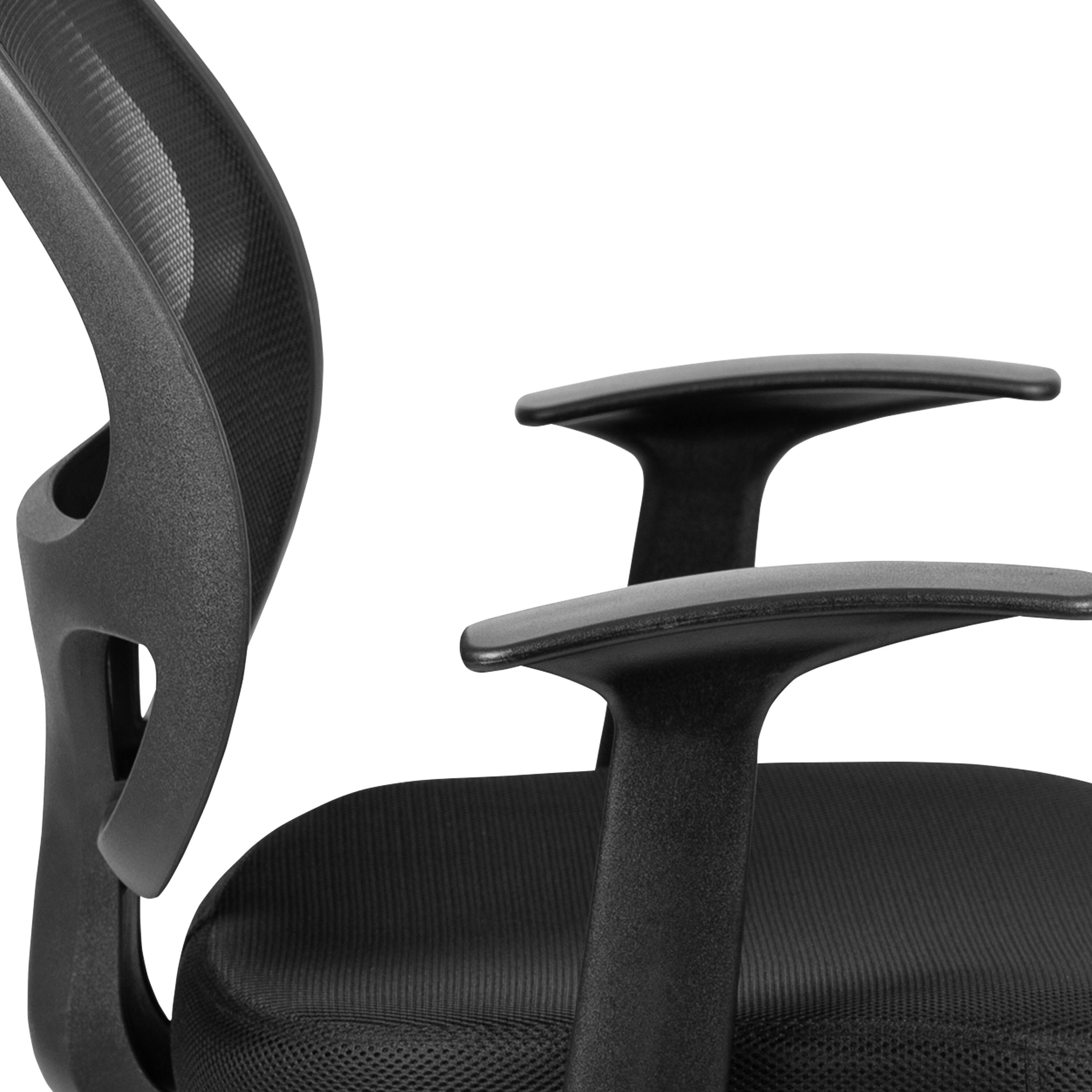 Alt View 10. Emma + Oliver - Mid-Back Mesh Swivel Task Office Chair with T-Arms - Black.
