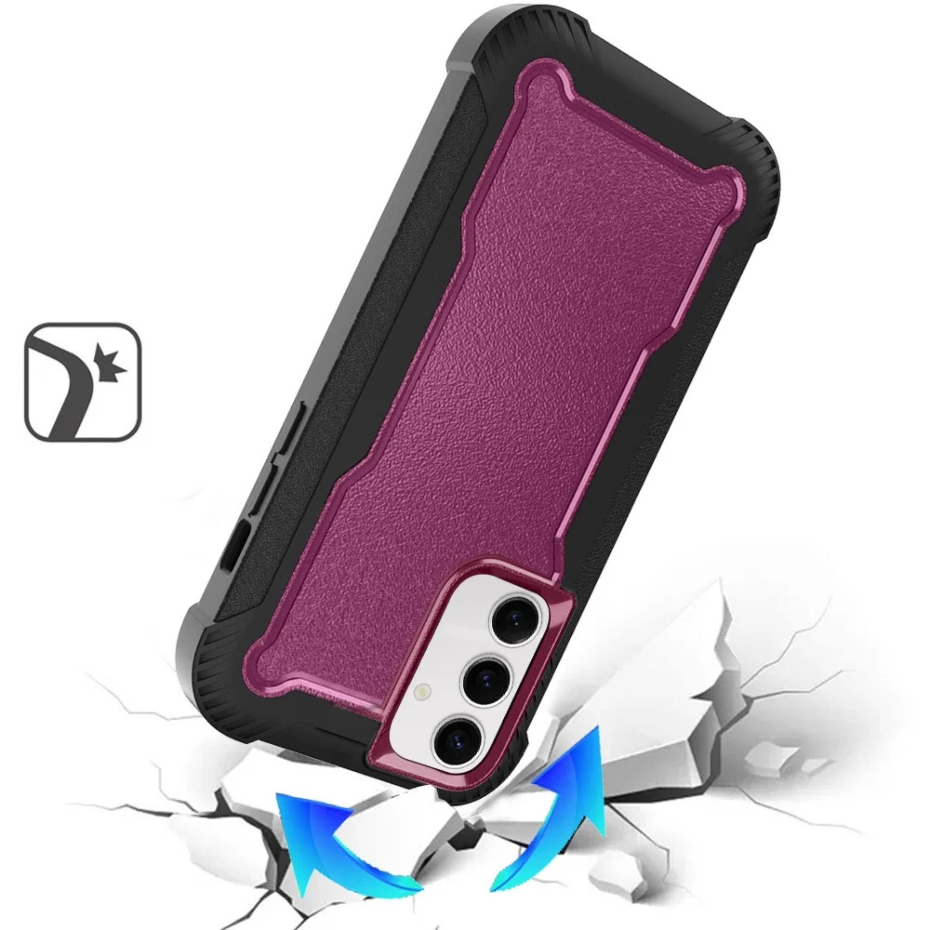 Left. Kitcheniva - Shock Absorbent Thick Case For Samsung S25 Plus S24 Plus Rugged Design Burgundy - Burgandy.