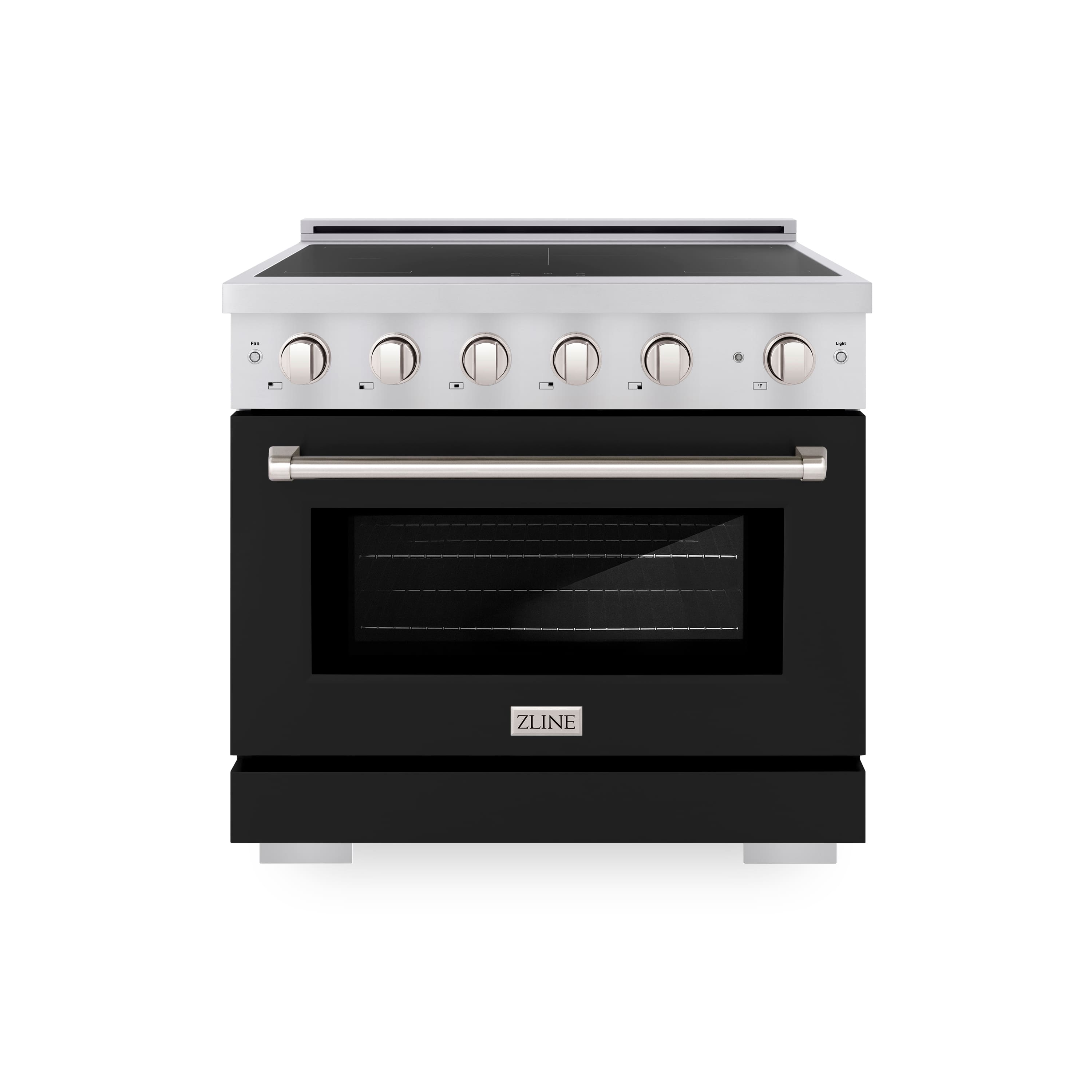 Front. ZLINE - 36 in. 5.2 cu. ft. Paramount Freestanding Induction Range with 5 Burners and Electric Oven with Black Matte Door - Matte Black.