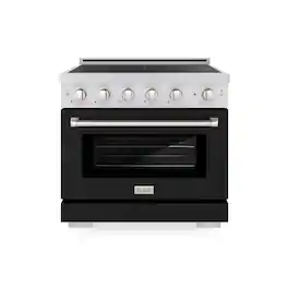 ZLINE - 36 in. 5.2 cu. ft. Paramount Freestanding Induction Range with 5 Burners and Electric Oven with Black Matte Door - Matte Black