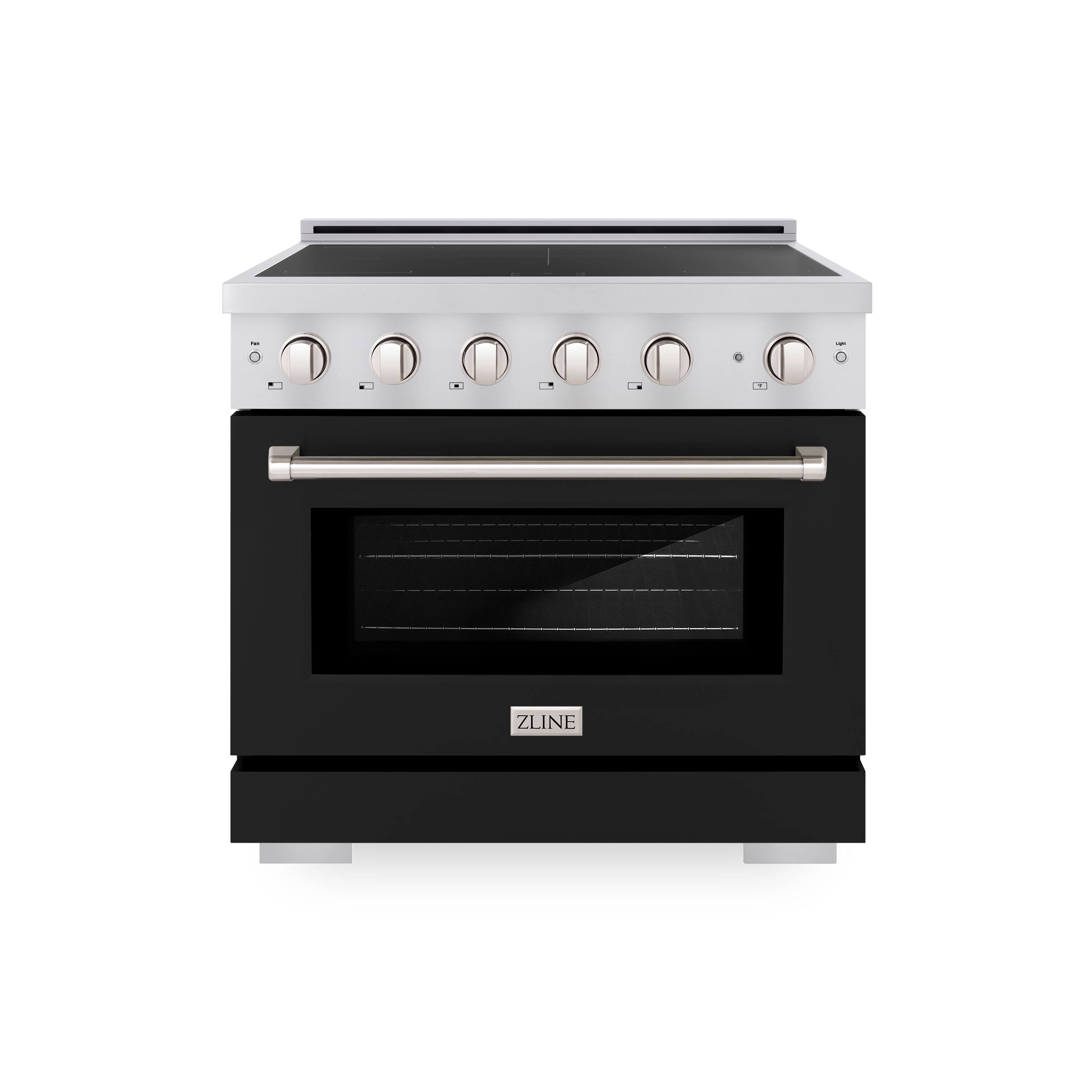 Front. ZLINE - 36 in. 5.2 cu. ft. Paramount Freestanding Induction Range with 5 Burners and Electric Oven with Black Matte Door - Matte Black.