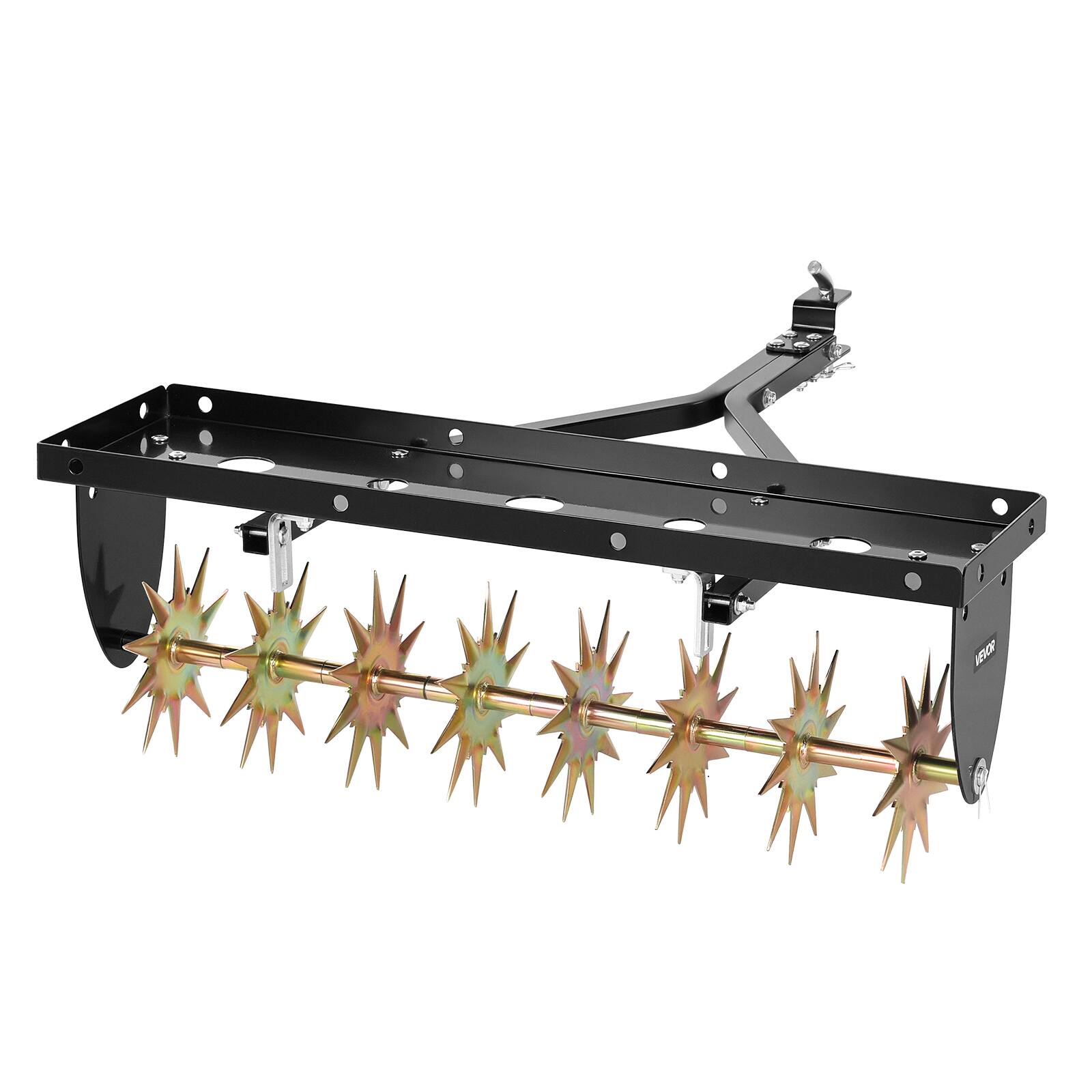 Alt View 5. VEVOR - Tow Behind Plug Aerator, 32 in Lawn Spike Aerator with Universal Hitch, Heavy Duty & Rust-Resistant, Pull Behind Spike - Black.