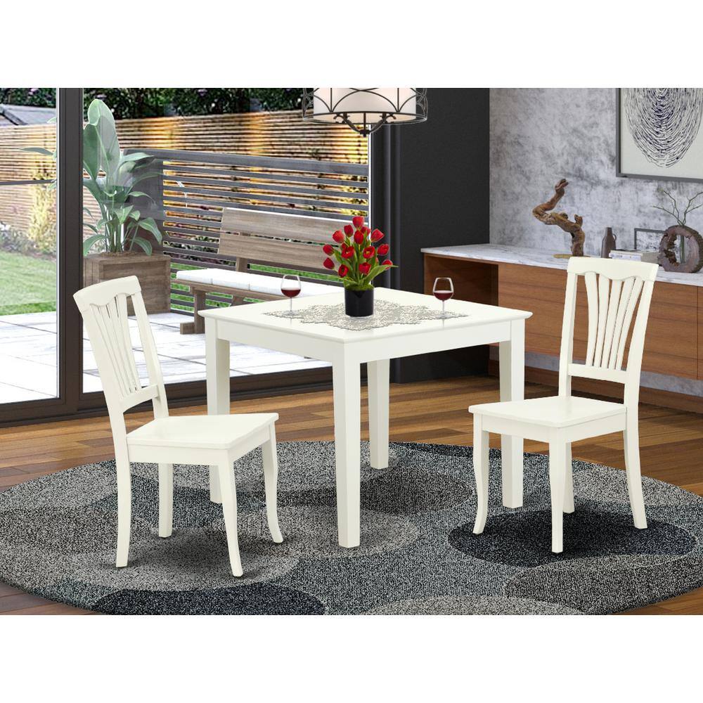 Left. East West Furniture - Dining Room Set Linen White - Brown.