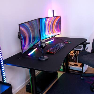 Alt View 5. Arozzi - Arozzi Gaming Desk - Medium - Pure Black.