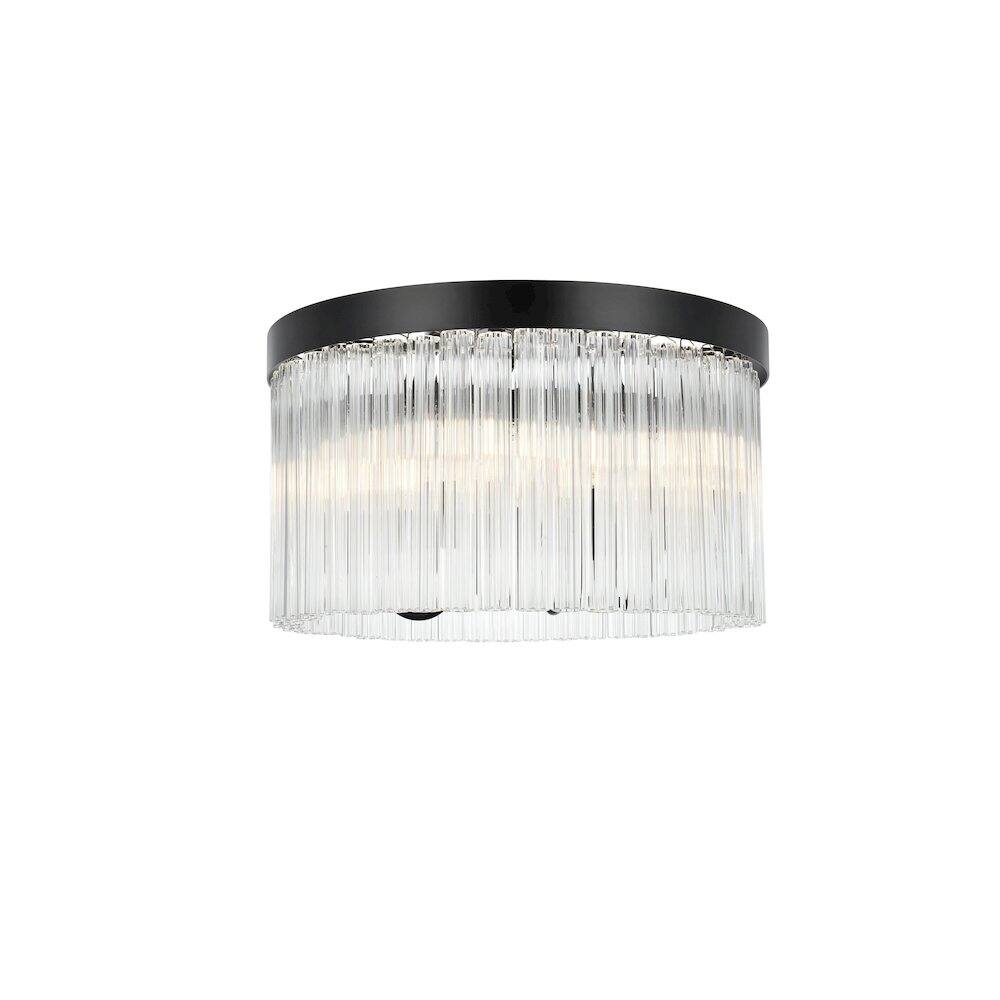 Back. Elegant Lighting - Harlow 16 Inch Flush Mount Ceiling Light In Black - Black And Clear.