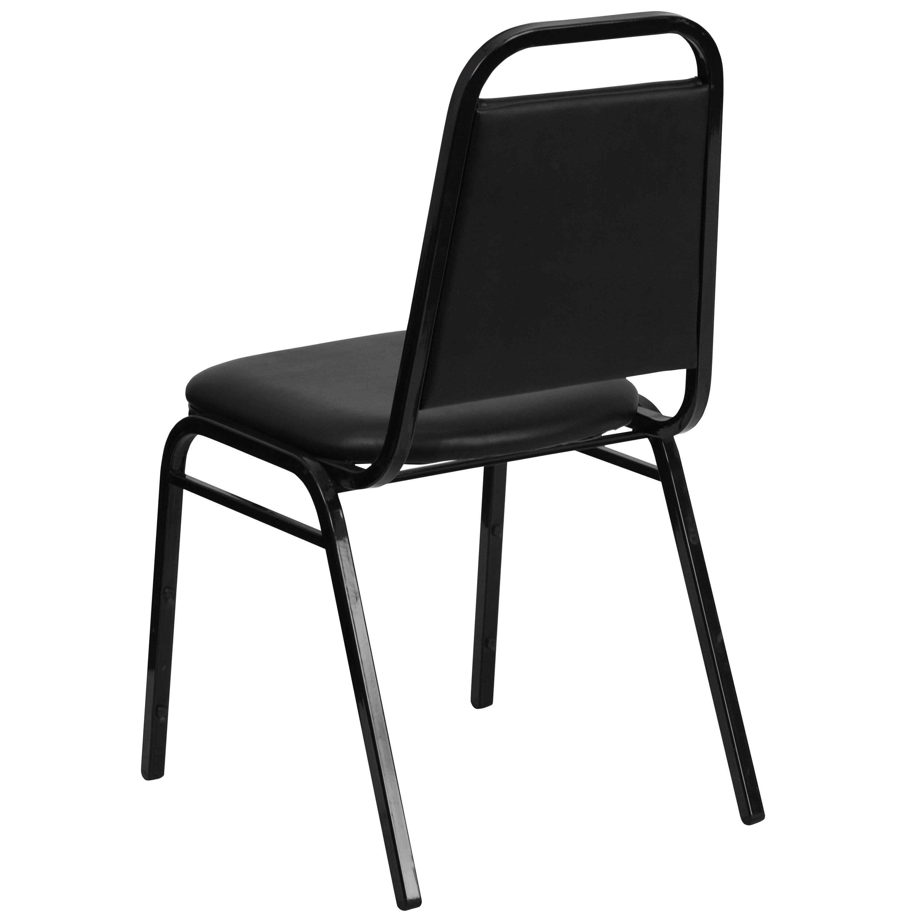 Alt View 14. Alamont Home - Hercules 4PK Trapezoidal Back Stacking Banquet Chair in Black Vinyl with 1.5" Thick Seat - Black Vinyl/Black Frame.