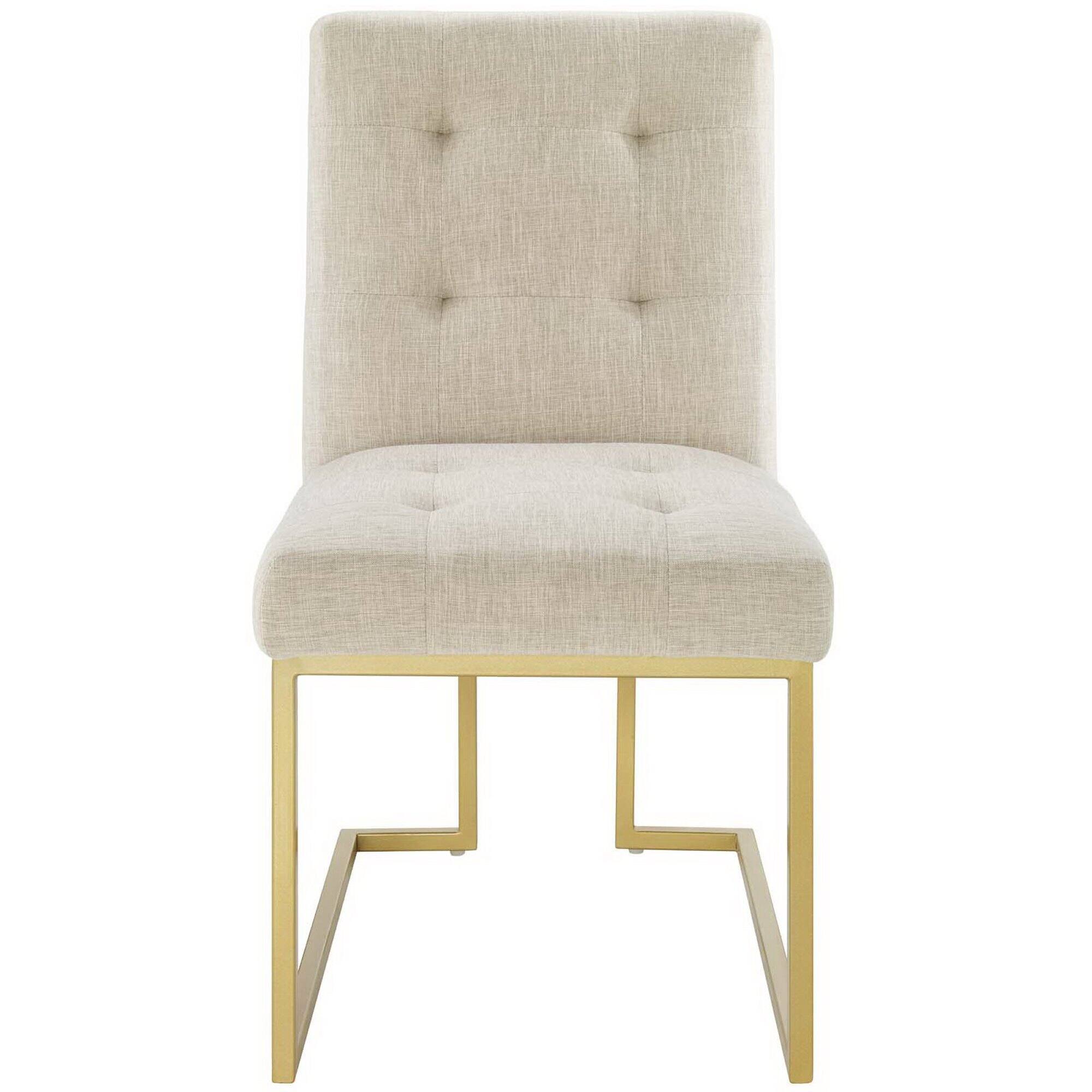 Back. Modway - Privy Gold Stainless Steel Upholstered Fabric Dining Accent Chair by Modway - Brown.