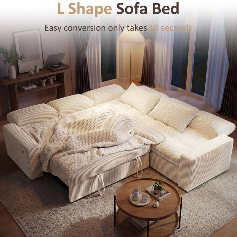 L Shape Sofa Bed  
Easy conversion only takes 10 seconds