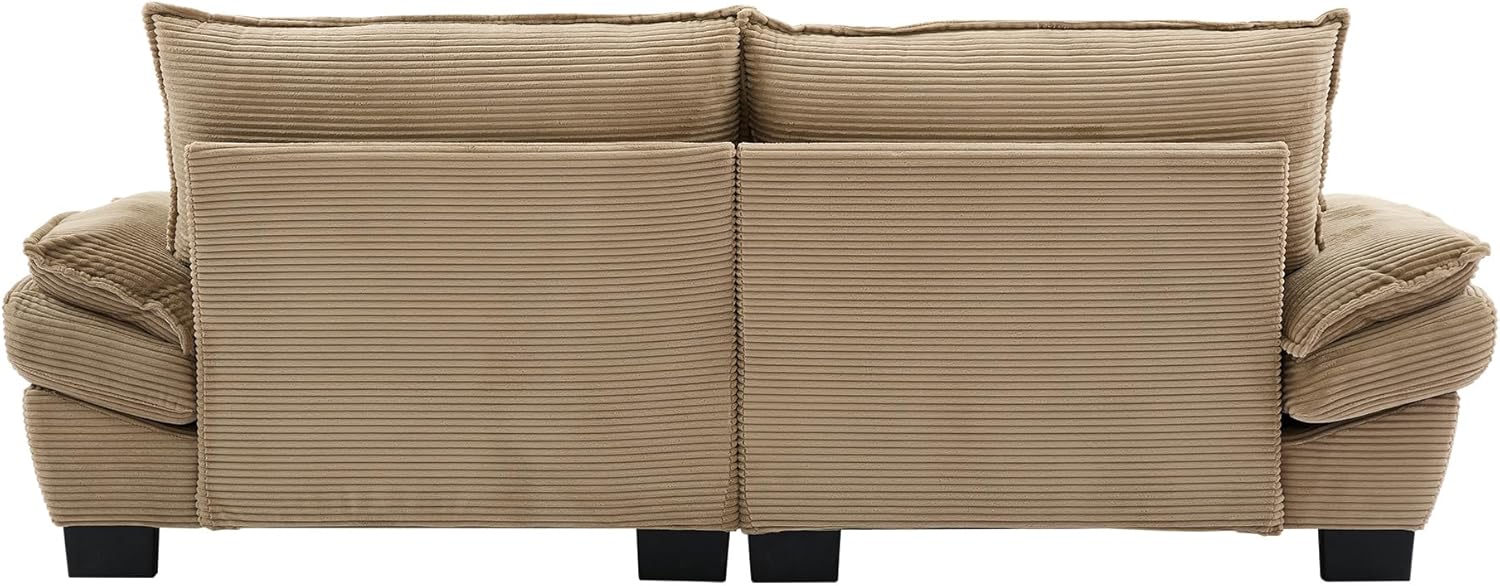 Alt View 5. Trinkets Crazed - 84" Cloud Corduroy Loveseat Sofa, Modern Comfy Upholstered 2 Seater Sofa Deep Seat Sofa with 2 Throw Pillows - khaki.