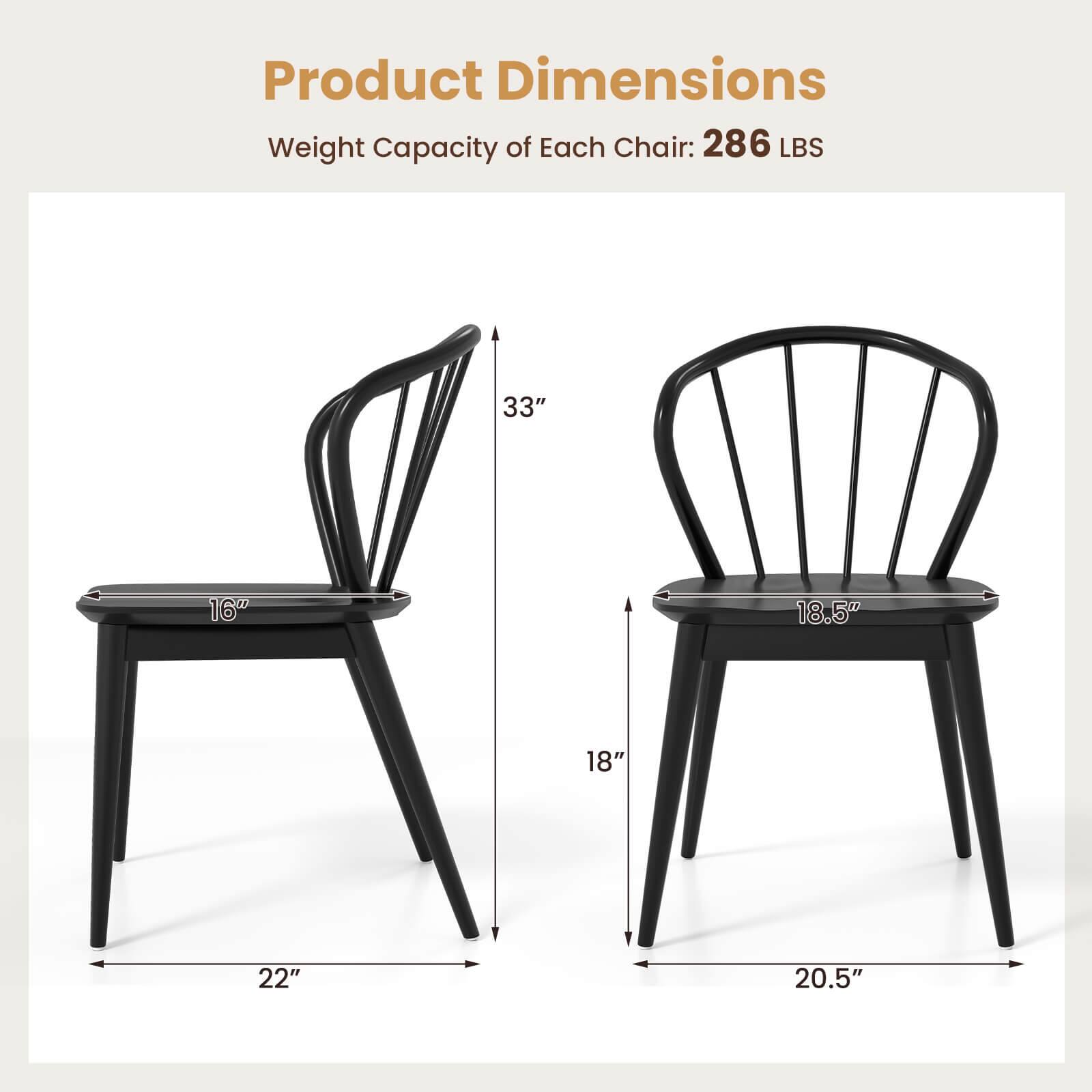 Product Dimensions  
Weight Capacity of Each Chair: 286 LBS  
33"  
16"  
18.5"  
18"  
22"  
20.5"