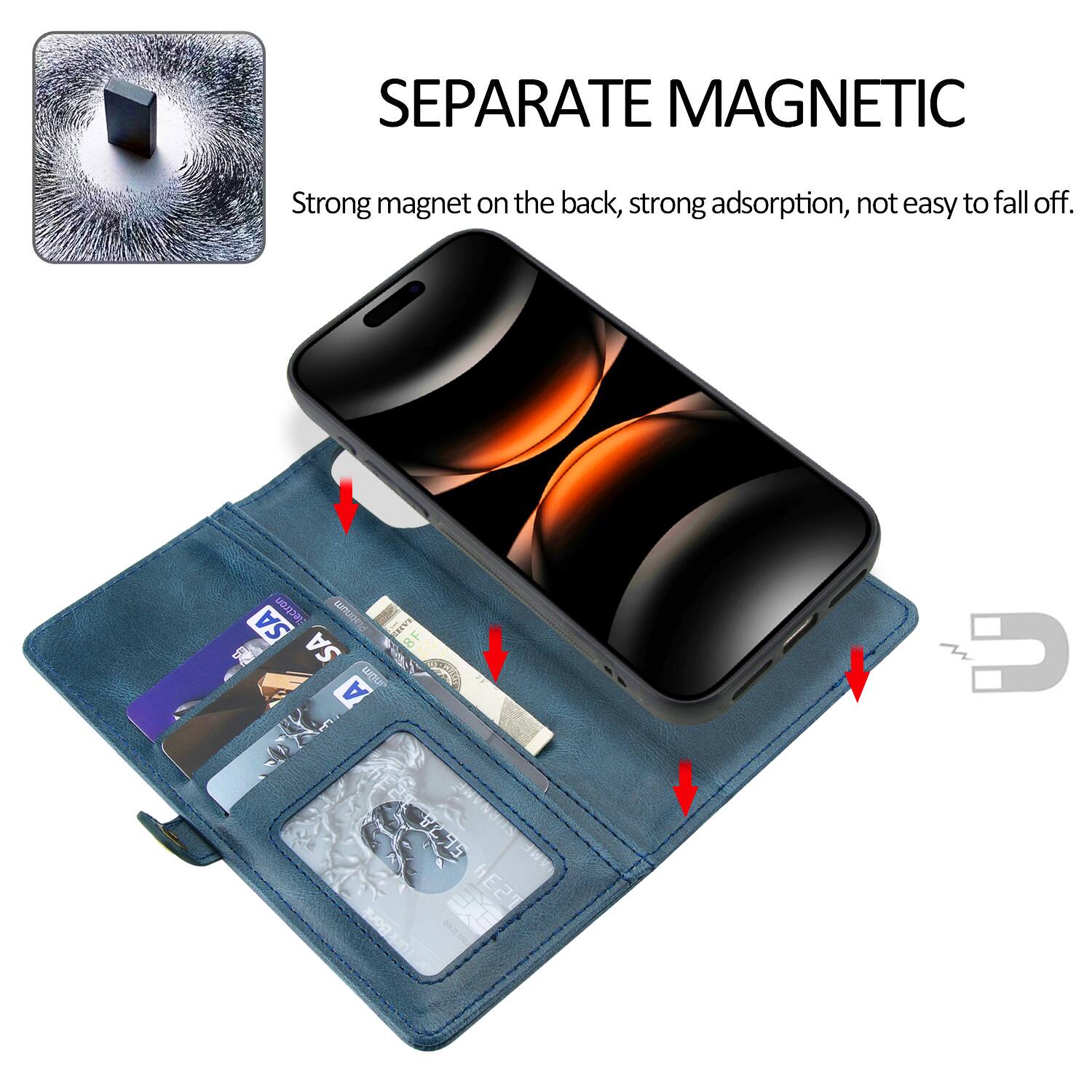 SEPARATE MAGNETIC  
Strong magnet on the back, strong adsorption, not easy to fall off.
