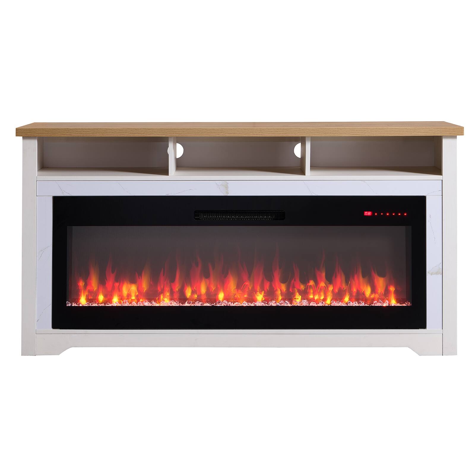 Alt View 7. Chateau Abodes - 70" Fireplace TV Stand with 60" Smart Electric Fireplace for up to 80" TVs - White.