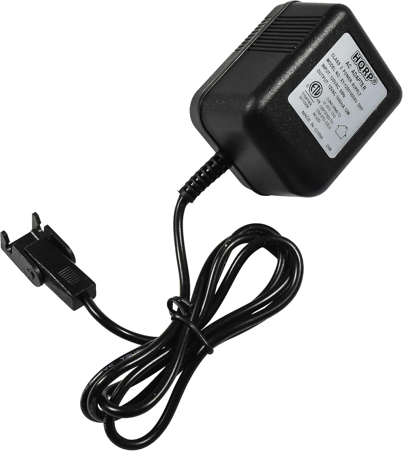 MODEL CLASS AC INPUT 2 HQRPO OUTPUT ON POWER N 12VAC 120VAC XY ADAPTER SUPPLY 5e1ossa intertek us LL 1000mA HO9 Y-1200100SAU CSA UL.STD ONOO M3 AH MADE TZZON CERTIFIED  OVE N E CHINA 2306  YOUR SVC