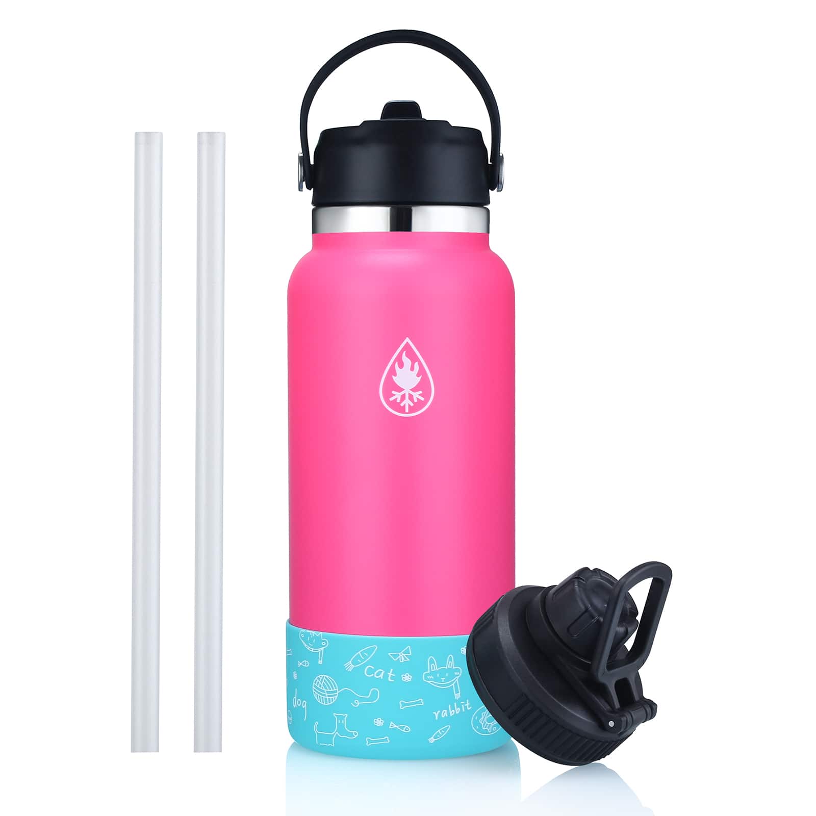 Dazzed Corner - Sport 32oz Vacuum Insulated Water Bottle Leakproof with Spout Lid - Pink